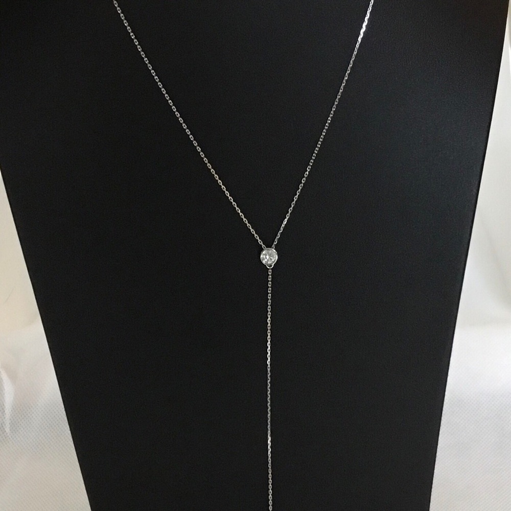 Sterling Silver RP Cz Drop Necklace - Picture 11 of 15